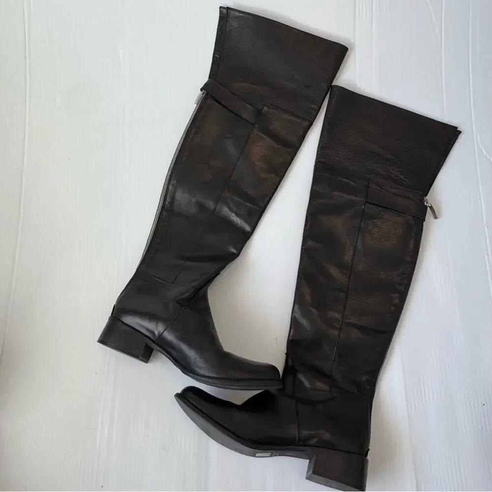 Stelle Monelle over the knee fold down black leather riding boots size 39 / 8.5